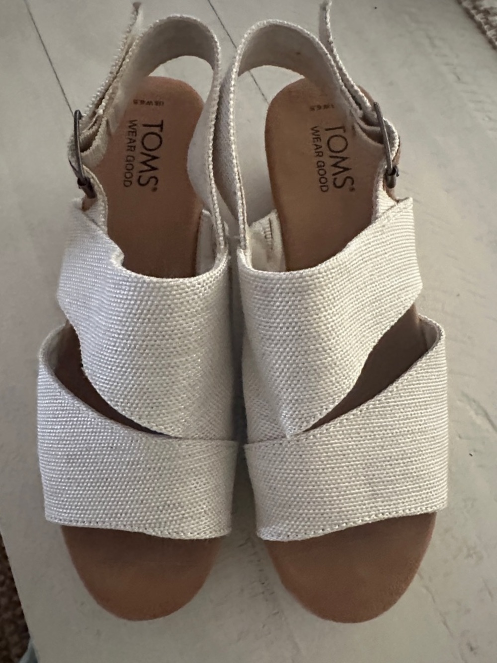 TOMS Cream Cross-Strap Slingback Sandals - Women's